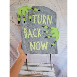 Turn back Halloween sign outdoor lawn decor‎ Frankenstein